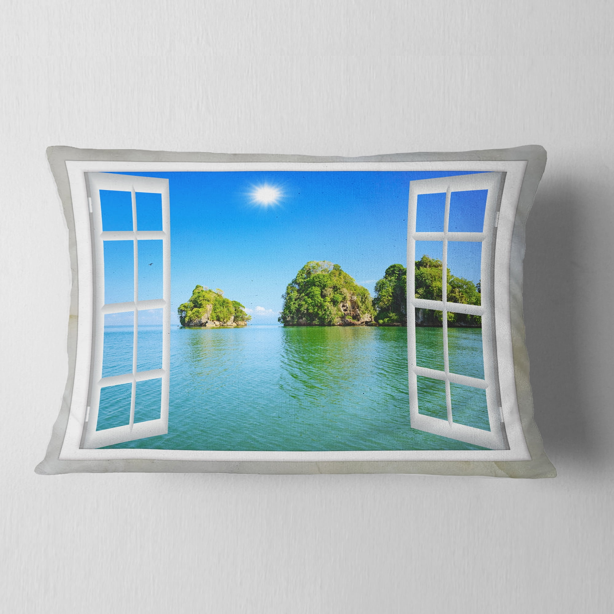 Designart 12" x 20" Blue Polyester Throw Pillow