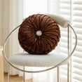 thumbnail image 5 of Mecorevxz Round Ice Flower Velvet Wheel Pillows Bedside Sofa Cushion Window Futon Cushion Pumpkin Pillow (Coffee), 5 of 6