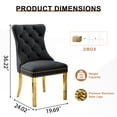 thumbnail image 2 of Velvet Dining Chairs Set of 4, Upholstered Tufted Dining Chairs with Stainless Steel Legs & Pull Ring for Dining Room, Living Room, 2 of 6