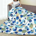thumbnail image 6 of Honeii Golden Blue Snowflakes Print Fleece Blanket - Throw Blanket for Bed, Sofa, Couch, Camping, and Travel , Microplush Ultra Soft Warm Blanket-80"x60", 6 of 7