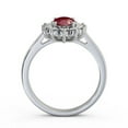 thumbnail image 3 of 1.80 Ct Oval Cut Genuine Red Ruby Diamond Beautiful Floral Halo Engagement Ring for her 14K White Gold Size 5.5, 3 of 7