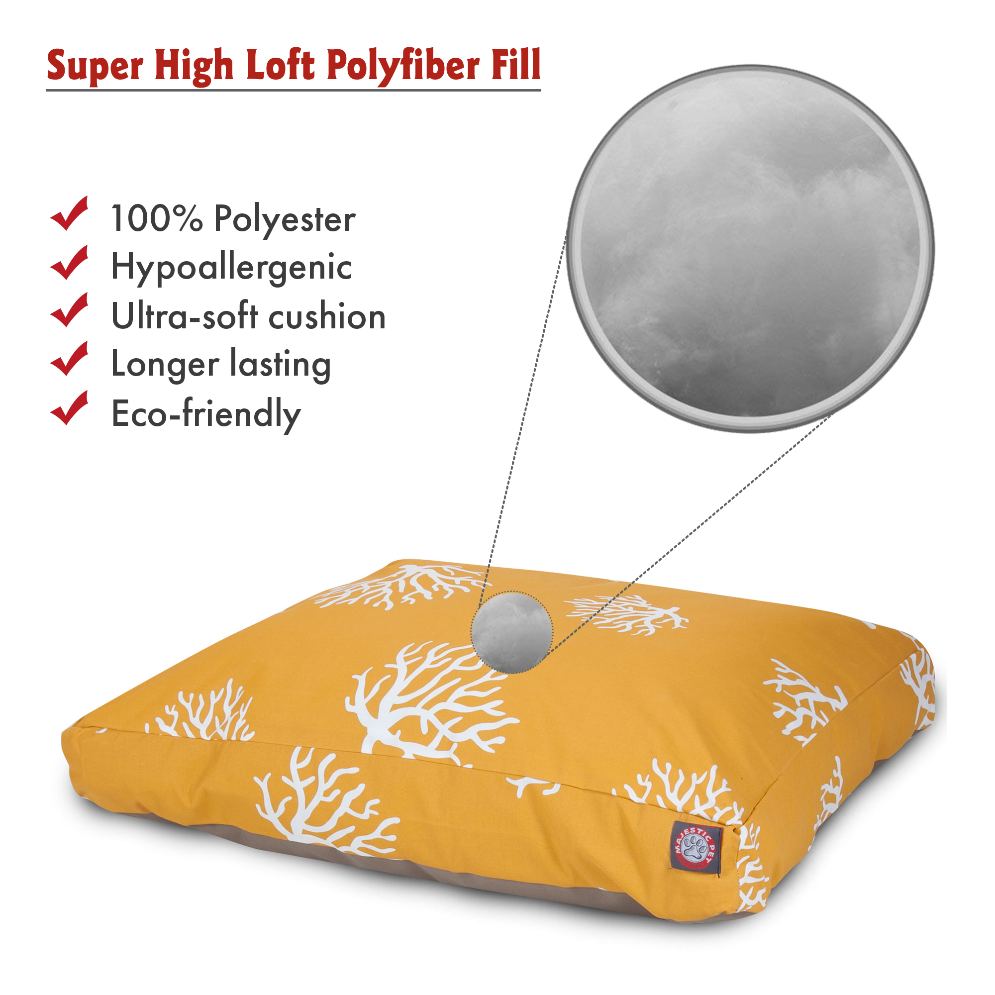 Majestic Pet | Coral Rectangle Pet Bed For Dogs, Removable Cover, Yellow, Extra Large
