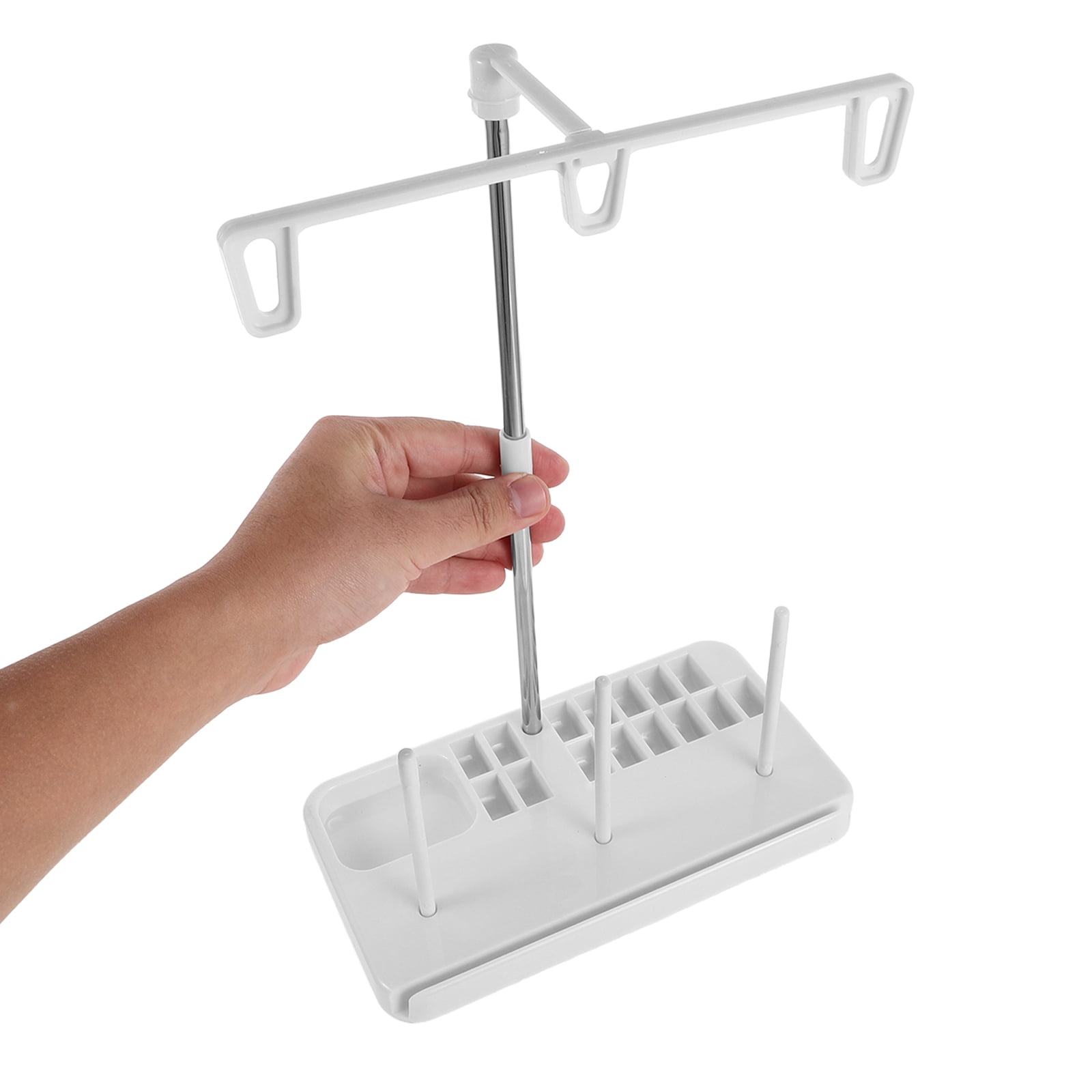 ELAYARD 2-Pack White Plastic Sewing Machine Spool Holders with Rotatable Design for Easy and Smooth Thread Organization