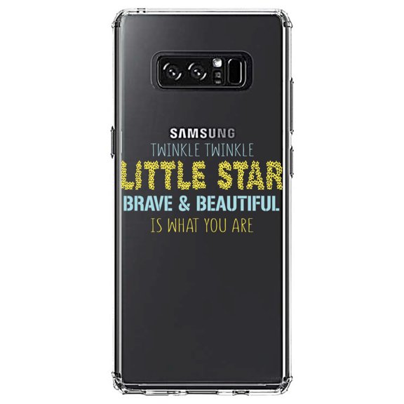 DistinctInk Clear Shockproof Hybrid Case for Samsung Galaxy Note 8 - TPU Bumper Acrylic Back Tempered Glass Screen Protector - Twinkle Little Star Brave & Beautiful You Are