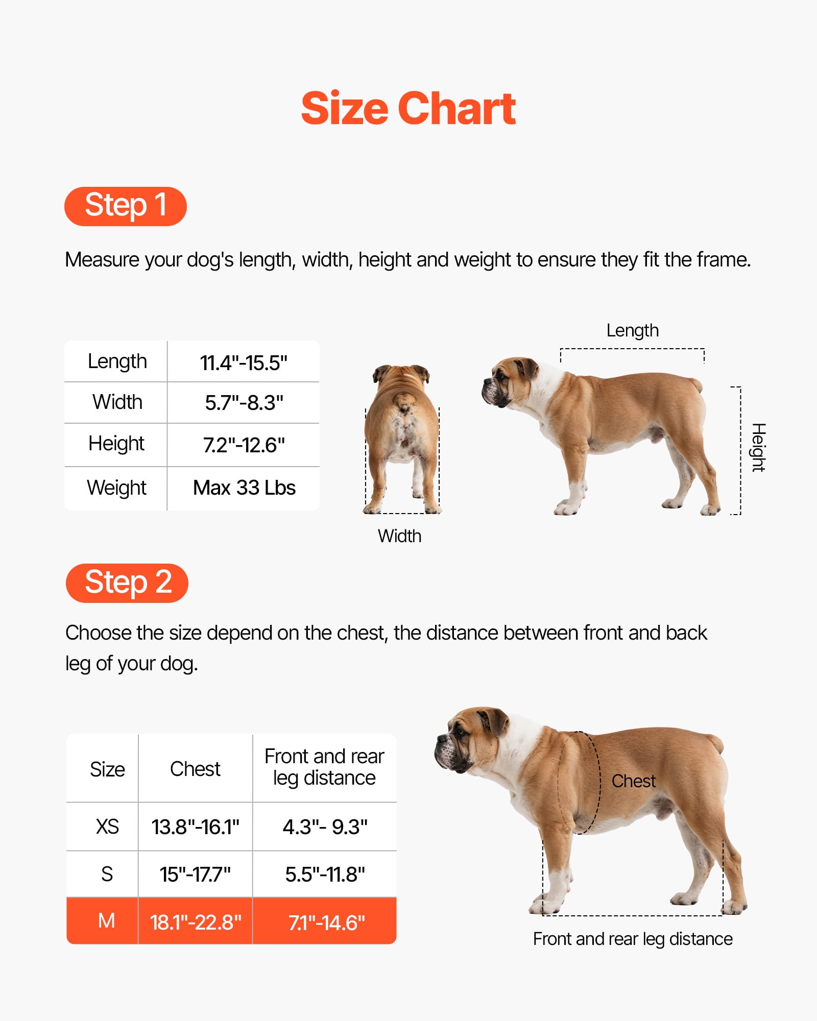 VEVOR Dog Wheelchair for Back Legs, Adjustable 2 Wheels Pet Wheelchair, Lightweight Dog Cart with Shock-Absorbing Wheels, Mobility Support Wheel Chair for Disabled Injured Dogs up to 22lbs, Medium