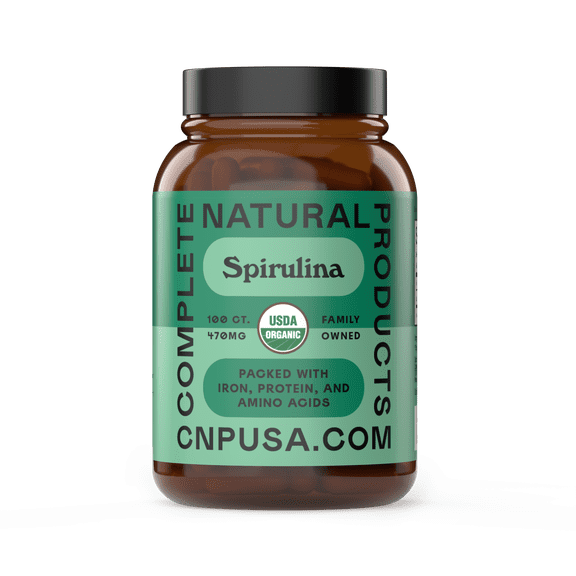 Organic Spirulina Capsules - 470mg Capsules 100 Pills, Non GMO, Natural, Vegan Super Algea, Pure Hawaiian Blue Green Spirulina Powder