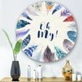 thumbnail image 2 of Designart 'Vital Blue Feathers Oh My' Bohemian & Eclectic Circle Metal Wall Art 23x23 - Disc of 23, 2 of 5