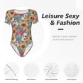 thumbnail image 4 of Kdxio colorful Skull sunflower for Women's Short-Sleeved Onesie Stylish Round Neck Pajamas Bodysuit Jumpsuit Nightwear-X-Large, 4 of 7