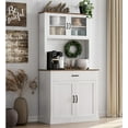 thumbnail image 1 of EDTara 71" Tall Kitchen Pantry Cabinet, Wooden Freestanding Hutch with 4 Doors, Adjustable Shelves, Microwave & Coffee Bar Station, 1 of 8