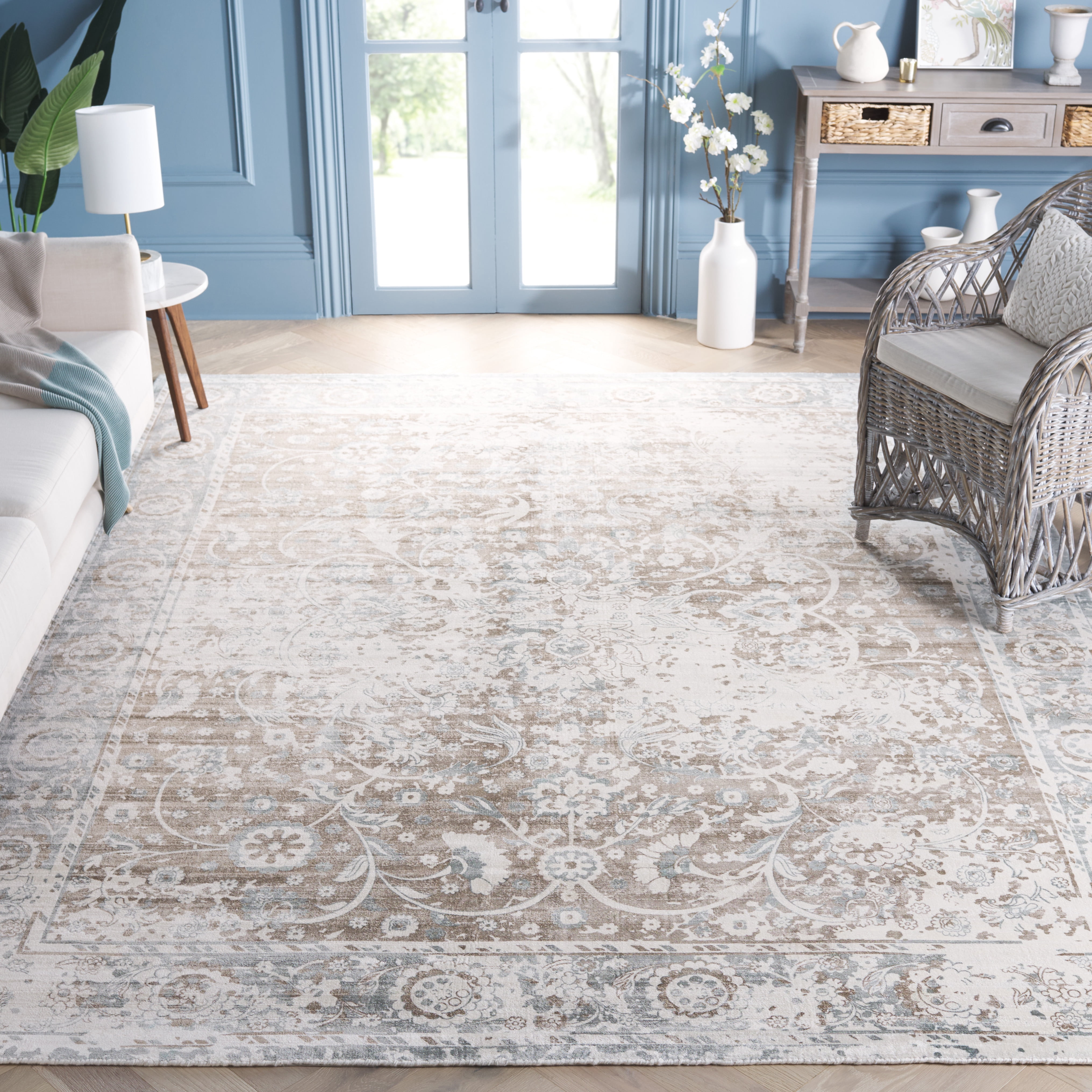 SAFAVIEH Mirage Linden Floral Area Rug, Blue/Charcoal, 8' x 10'
