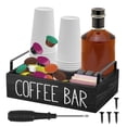 thumbnail image 3 of FUYGRCJ Coffee Station Organizer 4 Compartments Coffee Bar Accessories Organizer with 2 Handles Wood Coffee Pods Holder Storage Basket Versatile Coffee Organizer Station, 3 of 10