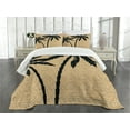 thumbnail image 3 of Ambesonne Tropical Quilted Bedspread Set 3 Pcs, Palm Tree Silhouettes, King Size, Pale Brown and Black, 3 of 5