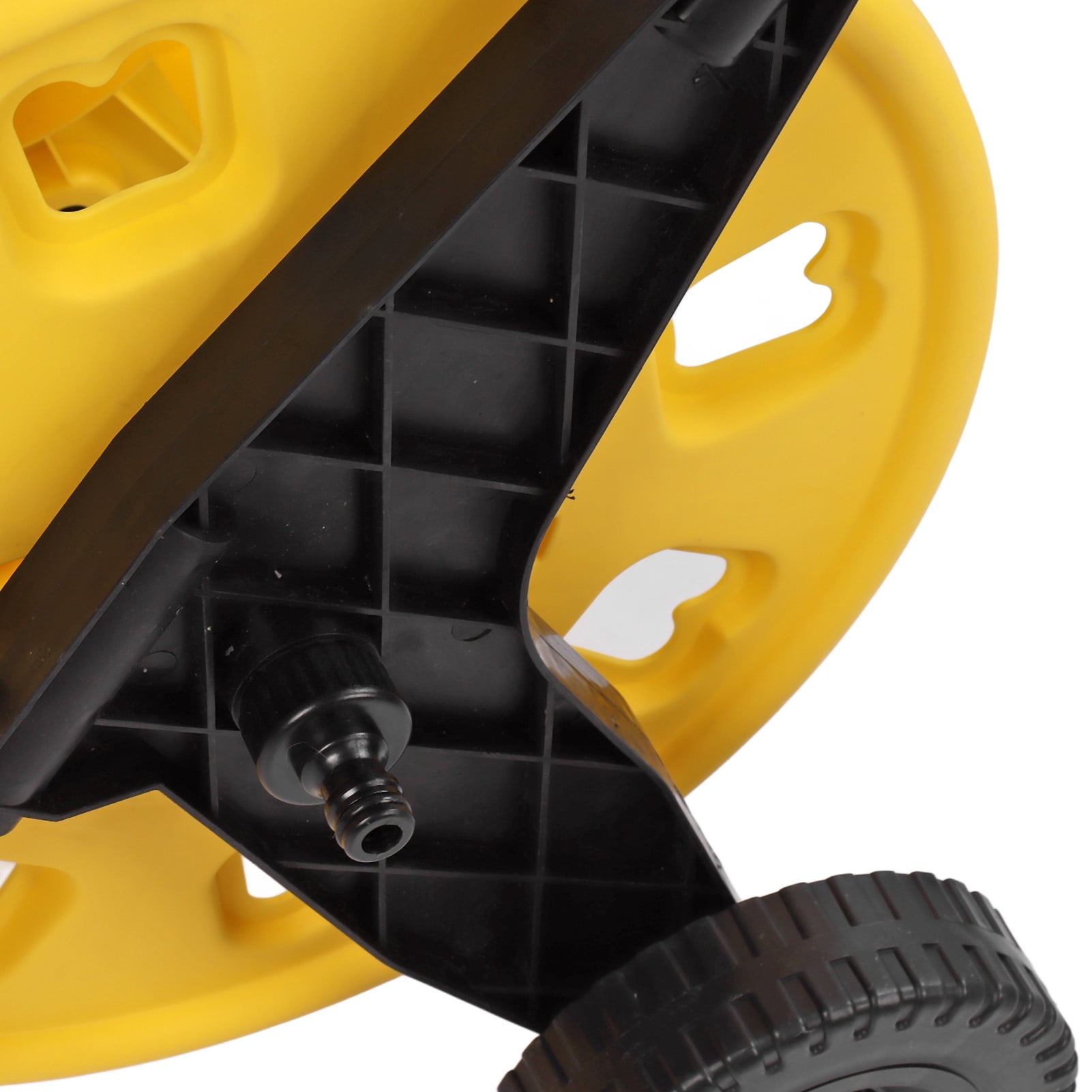 Yajisi Hose Reel Cart with Wheels Heavy Duty Garden Hose Reels for Outside 60m Hose Capacity Manual Push Type Yellow (32.1 x 16.5 x 15.4 inches / 81.5 x 42 x 39 cm)