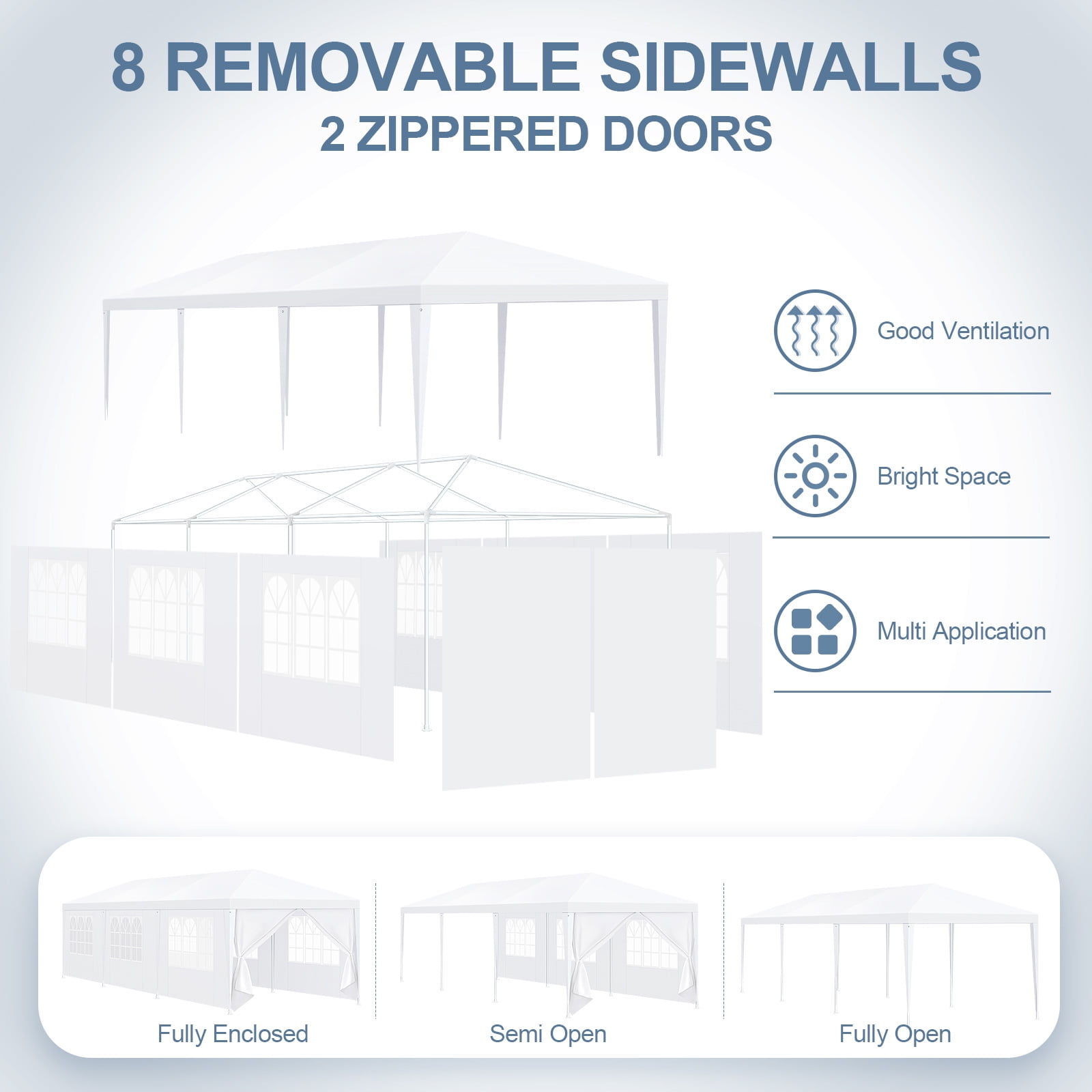 Hoteel 10x30 Pop up Canopy with 8 Removable Sidewalls, Outdoor Canopy Tents for Parties Wedding, High Stability, Instant Sun Protection Shelter Hoteel 10x30 Pop up Canopy with 8 Removable Sidewalls, Outdoor Canopy Tents for Parties Wedding, High Stability, Instant Sun Protection Shelter - Image 4