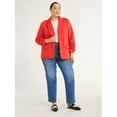 thumbnail image 3 of Scoop Women's and Women’s Plus Relaxed Ultimate ScubaKnit Blazer with Scrunch Sleeves, Sizes XS-4X, 3 of 5