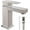 Brushed Nickel, variant on Chrome Single Hole Bathroom Faucet, Modern Single Handle Bathroom Faucet with Pop Up Drain, Chrome Heavy Duty Square Bathroom Sink Faucet