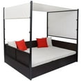 thumbnail image 3 of vidaXL Patio Bed Outdoor Patio Double Chaise Lounge with Canopy Poly Rattan, 3 of 6