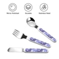 thumbnail image 3 of Picia flower crystal Skull Print Children's Knife, Fork And Spoon Set - Kids’ Knife Fork Spoon - Stainless Steel Kids Silverware Set - Metal Kids Cutlery Set, 3 of 8