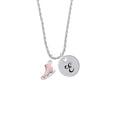 thumbnail image 2 of Delight Jewelry Silvertone 3-D Pink Ice Skate Silvertone Script Initial Disc - E - Charm Necklace, 20"+3", 2 of 4