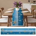 thumbnail image 4 of Summer Marine Starfish Wood Grain Table Runner 13x90in Non-Slip Cotton Linen Table Runners, Beach Theme Happy Place Dresser Scarves TableRunner for Dinner Kitchen Dining Wedding Party, 4 of 9