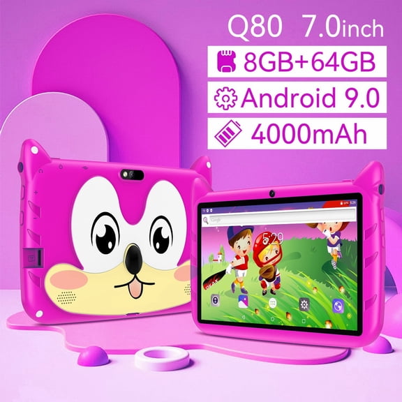 Children/Kids Tablet, 7 Inch, Android 9.0, 8GB RAM 64GB ROM, Eye Protection LCD Screen, 4000mAh Battery, WiFi Bluetooth, 2MP Front & 5MP Rear Camera, Toddler Learning Tablet for Boys Girls