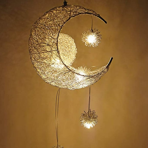 Belle Lune et Étoile Fée Lumière Pendentif Suspendu Plafond En Aluminium Lumière pour Enfants Chambre Salon Décoration de La Maison