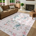 thumbnail image 2 of Hasoo Pink Area Rugs 8x10 for Living Room Floral Peacock Large Washable Indoor Soft Non Slip Floor Carpet, 2 of 5