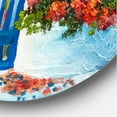 thumbnail image 3 of Designart 'House With Colorful Flowers Near The Sea III' Nautical & Coastal Circle Metal Wall Art 29x29 - Disc of 29, 3 of 5