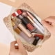 thumbnail image 4 of Bolsa de maquillaje pequeña de lona de cuero PU, bolsa de viaje para cosméticos, bolsa de artículos de tocador para mujeres y niñas, 4 of 5