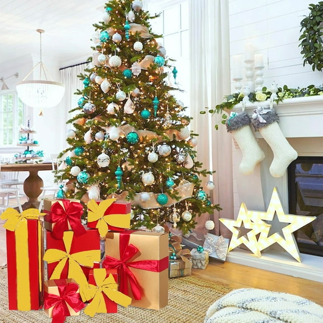 TIMIFIS Decorative Giftss Boxs Christmas Decorations Gift Boxes Gift Boxes Under The Christmas Tree Scene Decoration Props Year Window Decorations Dtacked Head Home Decoration