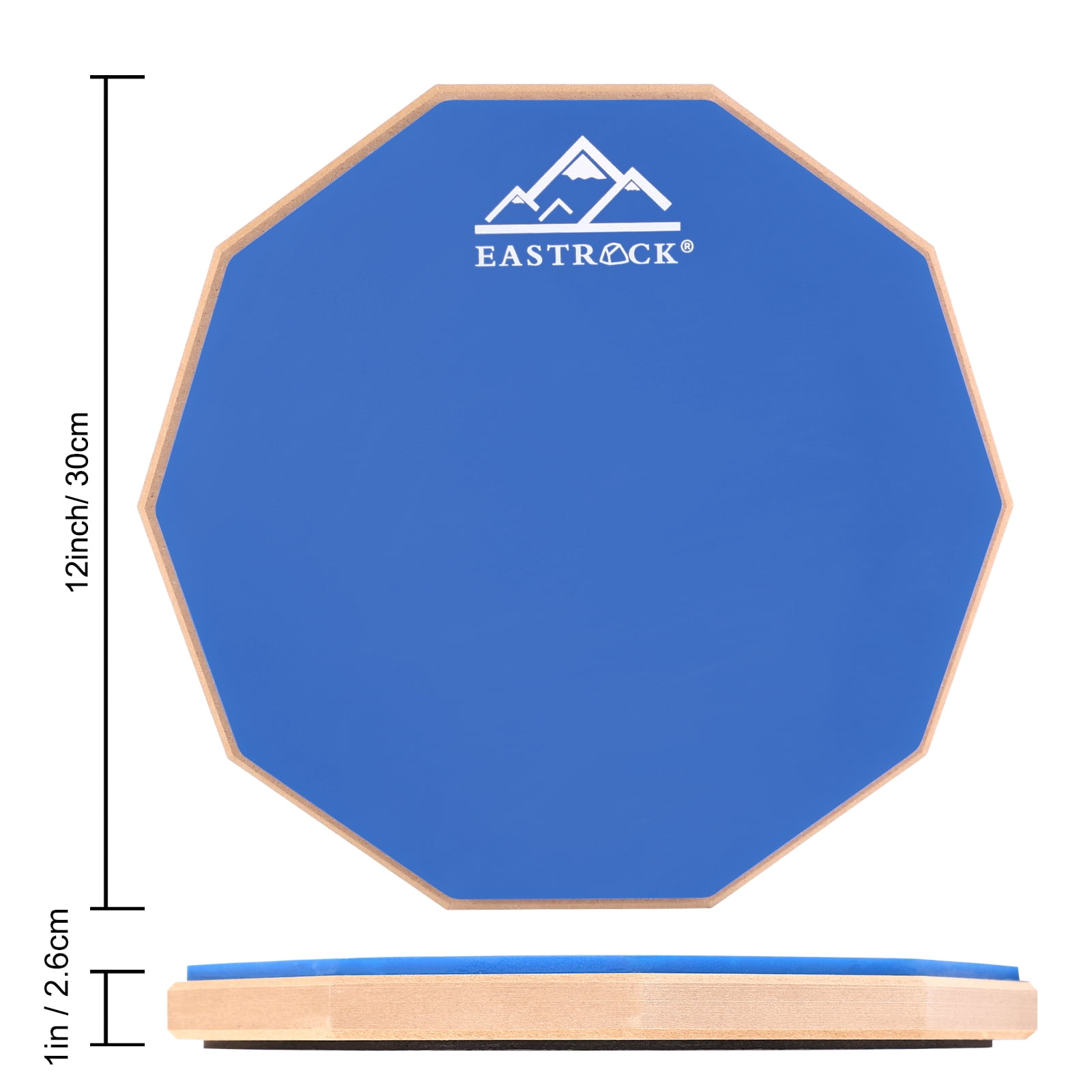 EASTROCK Drun Practice Pad 12 Inch Double Silicone Surface Silent Practice Drum Pad for Beginner Blue with Sticks & Bag