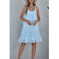 thumbnail image 1 of ABPHQTO Minivestido de mujer azul claro con tirantes finos y volantes en jacquard, 1 of 5