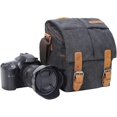 thumbnail image 1 of Camera Bag, Vintage Canvas Camera Shoulder Bag Waterproof Leather Trim DSLR SLR Shockproof Camera Messenger Bag, 1 of 5