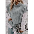 thumbnail image 6 of Women's Medium Grey Cable Knit Turtleneck Batwing Sleeve Sweater, 6 of 8