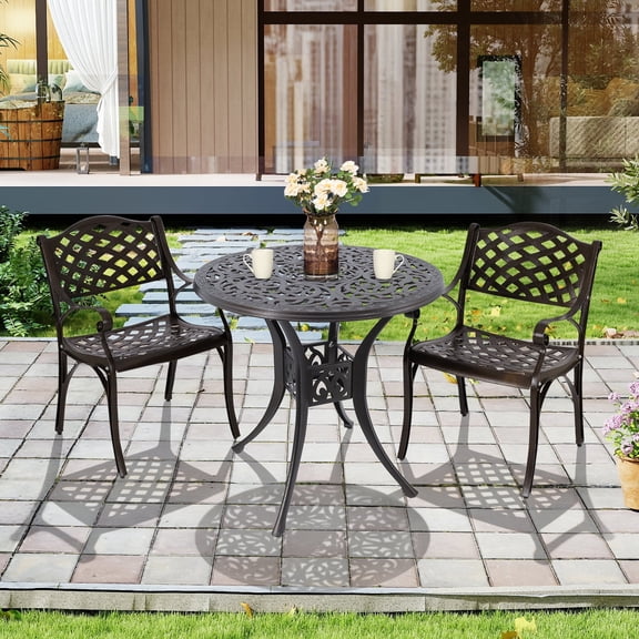 ELECWISH 3 Piece Outdoor Patio Bistro Set,28" Bistro Dining Table and 2 Backyard Garden Chairs,Furniture Set for Kitchen,Garden,Yard