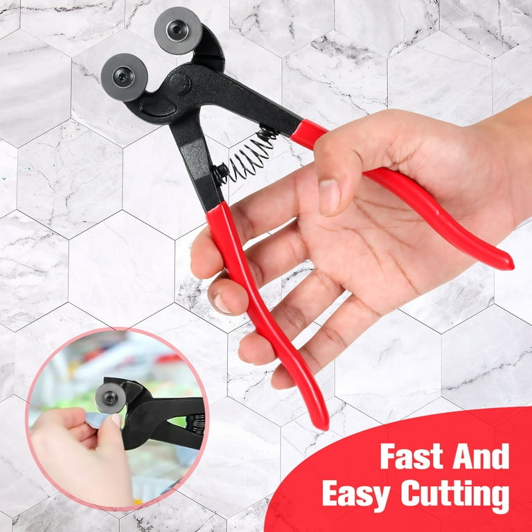 Glass Cutter - Mosaic Plier, 200mm Heavy-duty Glass Mosaic Cut Nippers  Ceramic Tile Wheel Wheeled Cutter Pliers Tool for DIY Trimming Work Double