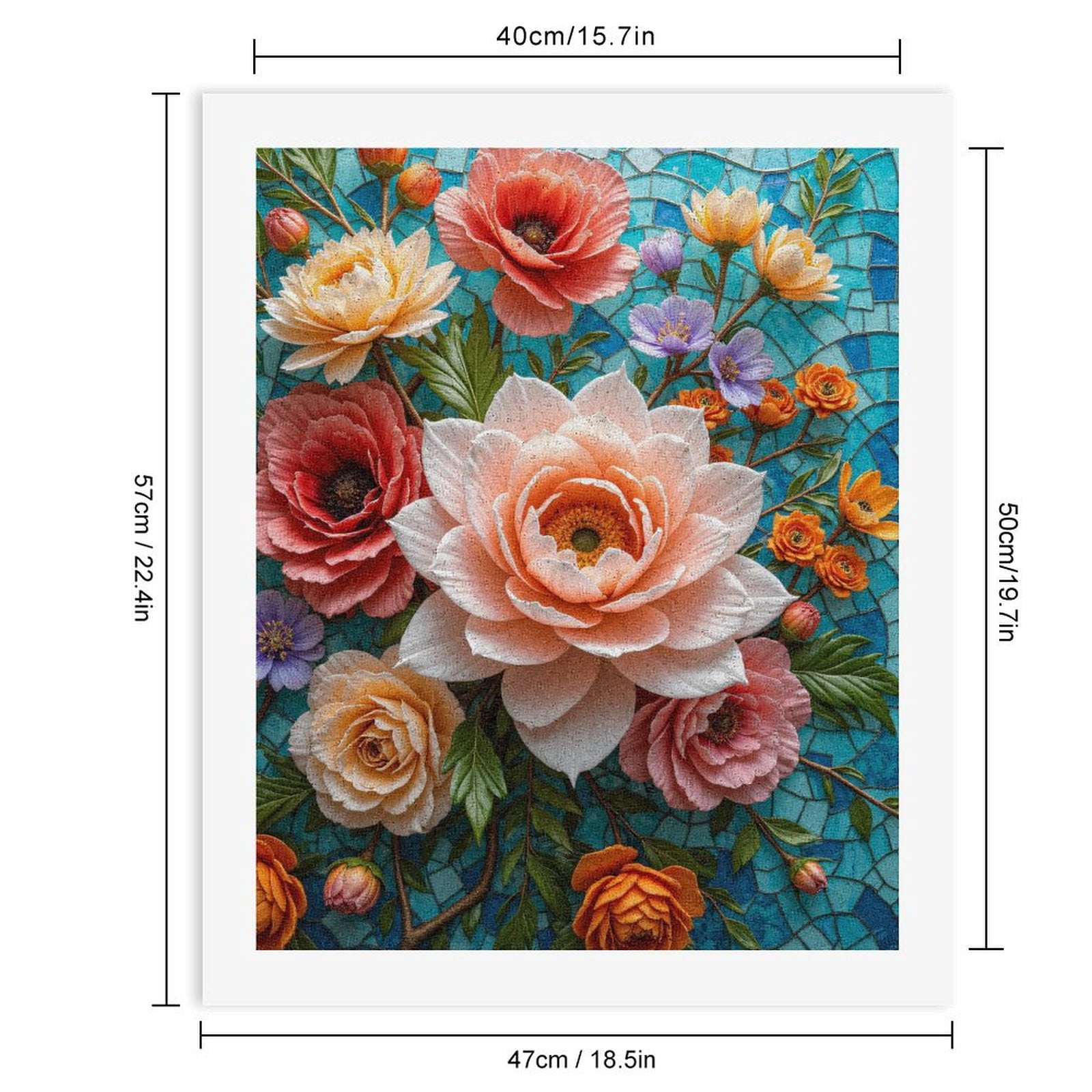 Paint by Numbers Kit for Adults, Floral Mosaic Vibrant Blooms Art Paint by Numbers, Easy Paint by Numbers Kit for Adults Beginner, DIY Adult Paint by Number Kits on Canvas, Home Decor