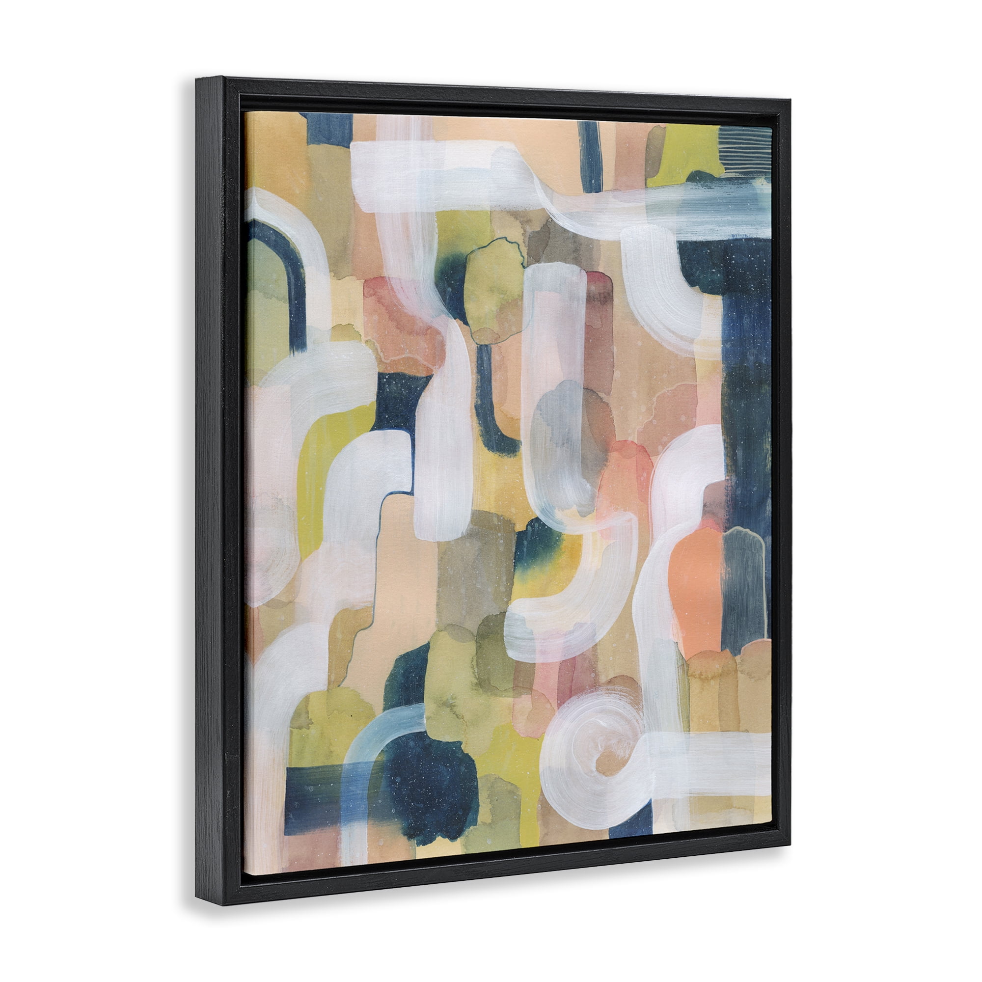 Stupell Industries Twisting Arches Arrangement Abstract Painting Black Floater Framed Canvas Art Print Wall Art, 17 x 21