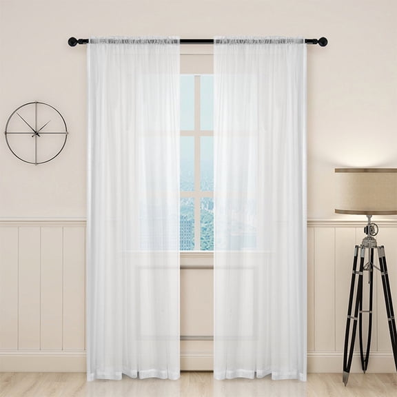 HOOWIFFY Wide Curtains White Sheer for Homeowners Bedroom 1Set