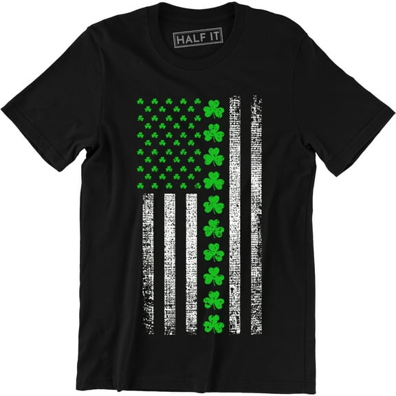 Irish American Flag Shamrocks St Patrick's Day Worn Look Men's T-Shirt