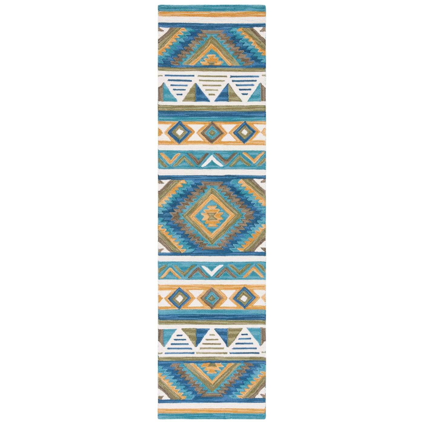 SAFAVIEH Aspen Ember Geometric Area Rug, Blue/Yellow, 6' x 6' Square