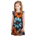 thumbnail image 1 of Balery Colorful Blooming Flowers Camisón de princesa para niñas, pijama de algodón con mangas abullonadas, suave y bonito.-Large, 1 of 6