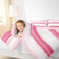 thumbnail image 4 of Manfei Girly Pink Stripes Bedding Comforter Set for Adult, Oil Printing Artwork Twin Comforter Sets, Abstract Ombre Reversible Bedding Set, Breathable Home Decor, 2pcs, 4 of 8