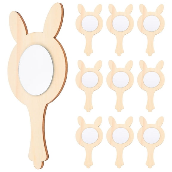 IDEANATEGRATE Craft Mirrors Wooden Rounded Edges for DIY Projects 10Pack