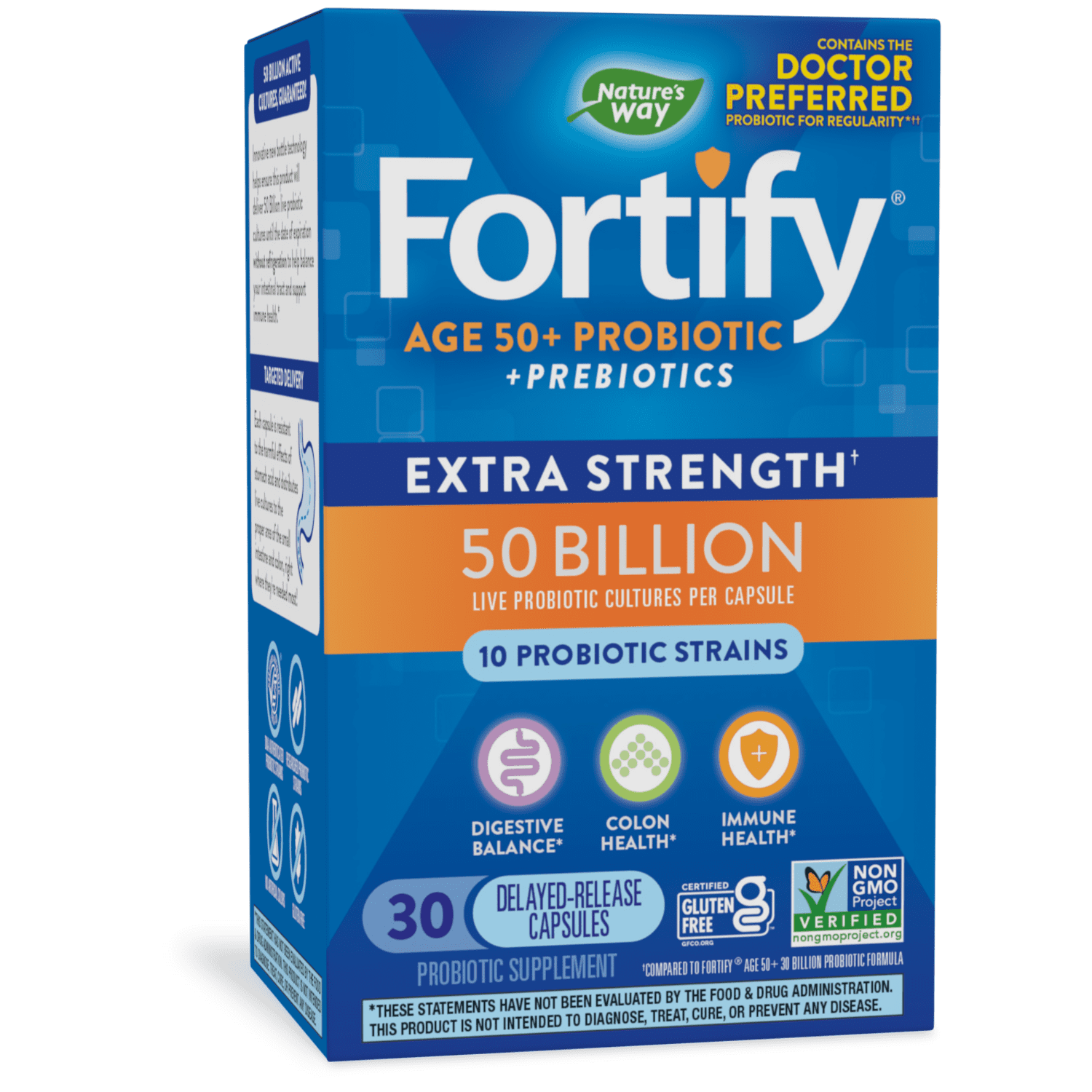 Fortify Age 50+ Extra Strength Probiotic Capsules, 50 Billion Live Probiotics, 30 Count