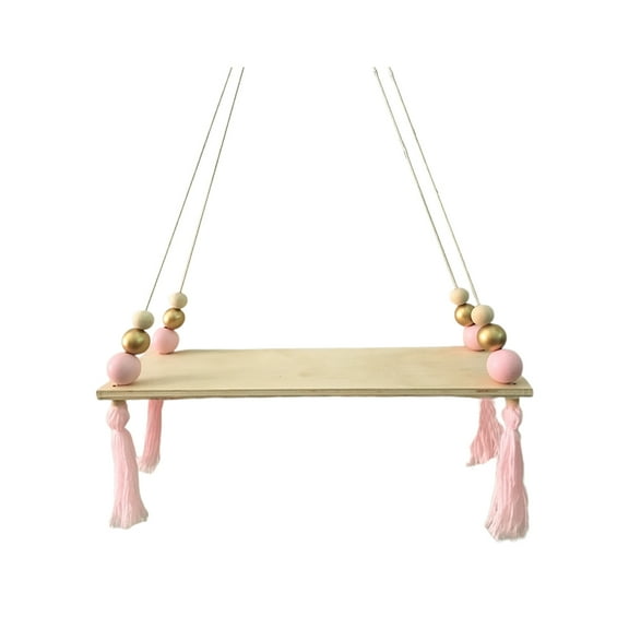 KALLORY 1Set Wooden Beads Storage Rack for Tassel Wall Hanging Shelf in 38X14in