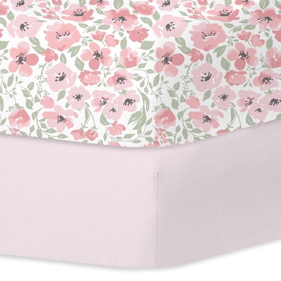 Plushii Baby Crib Sheets Fitted 2 Pack for Boys & Girls, 52'’ x 28'' Soft Microfiber Toddler Bed Sheets for Standard Crib & Toddler Mattresses (Floral)