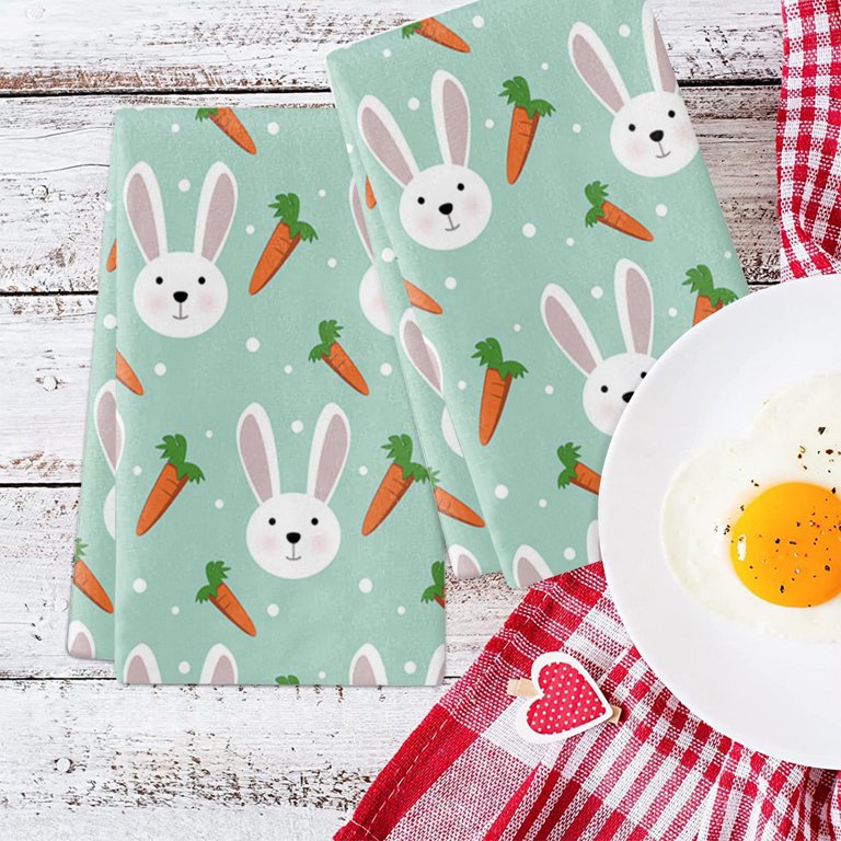 Dish Cloths for Washing Dishes - Washable Microfiber Easter Egg Bunny  Printing Dish Rags, Kitchen Bunny Decorative Dish Towels, 1Pcs