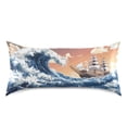 thumbnail image 3 of Dailycode Satin Pillow Case Queen Silk Pillow Cover for Hair and Skin Envelope Closure Giant Waves and Pirate Ship 20"x30", 3 of 9