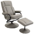 thumbnail image 3 of HOMCOM Swivel Recliner, Manual PU Leather Armchair with Ottoman Footrest for Living Room, Office, Bedroom, Grey, 3 of 10